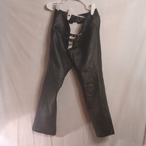 Street&steel Black Leather Chaps with Studded Belt Size XL